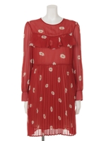 【sw】マーガレットプリーツワンピース/レッド