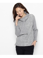 ストール風チェックカットソー/チャコールグレー(414)