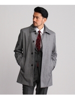 [TALL&LARGEサイズ]ヘリンボンバンクスステンカラーコート/チャコールグレー(014)