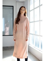 【AZUL by moussy】ウォッシャブルソフトタッチハイネックロングワンピース/T.GRY