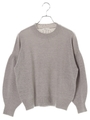 ギャザーパフスリーブニットプルオーバー/ライトグレー