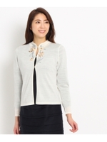 フラワー刺しゅうニットカーディガン/オフホワイト(103)