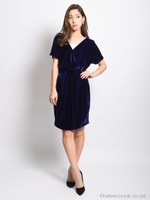 ベロアドレープドレス[DRESS]/ブルー