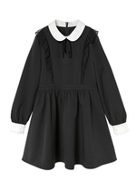 レースフリル付ワンピース/ブラック