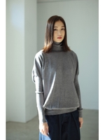 【AZUL by moussy】パフスリーブデザインタートルニット/BLK