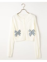 ギンガムリボンカーディガン/ピンク