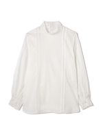 コットンローン×レースボトルネックブラウス/ホワイト(030)