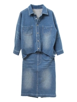 ジャージーデニムワンピース/ダーク