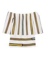 パネルストライプ オフショルダーブラウス/ブラック