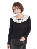 フリルカラーレースプルオーバー/ブラック