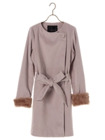 袖ファー付きコート/ベージュ