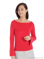 ボートネック袖スリットニット/グレー