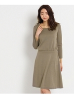 ウール混切り替えニットワンピース/ブラック(019)