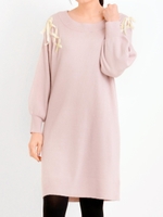 Ｊレースアップニットワンピース/グレー