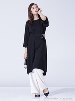 サイドベルト付きワンピース/ブラック