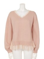 【chille anap】衿&裾レースニットトップス/IV