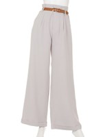【sw】エナメルベルトハイウエストパンツ/ライトグレー
