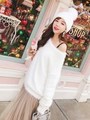 フェザーヤーンルーズニットプルオーバー/ホワイト