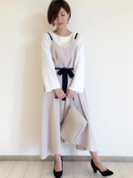 イレギュラーヘムキャミマキシワンピース/L/ベージュ