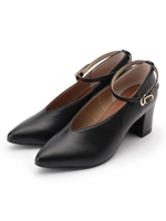 ベルト付きチャンキーヒールパンプス/ブラック(019)