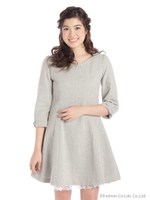 上品ツイードAラインワンピース/ライトグレー