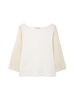 フラワーリブシフォンIスリーブレースカットソー/ブラック(010)