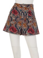 コーデュロイプリントフラワーショートパンツ/ネイビー