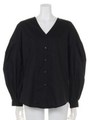 BULKY SLEEVE V BLOUSE/GRN