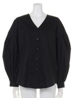 BULKY SLEEVE V BLOUSE/GRN