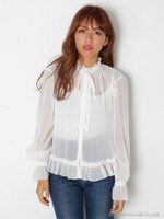 FRILL BOWTIE BLOUSE/WHT