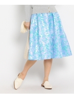 フラワープリントフレアスカート/ブルー(092)