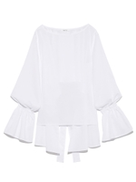 後ろ開きボートネックブラウス/WHT