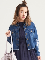 刺繍入りGジャン/ブルー