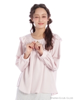 クロスぬきフリルブラウス/ネイビー