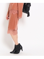 裾レースベロアタイトスカート/ピンク(072)