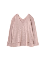 総針　ぬけ衿Ｖネックプルオーバー/ブラック(010)