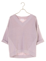 【綿100％】編地Mixニットプルオーバー/ネイビー