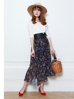 小花柄フレアスカート/ライトベージュ