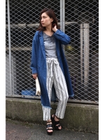 裾フリンジデニムコート/ネイビー(121)