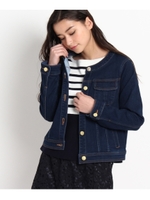 ノーカラーデニムジャケット/ブルー(092)