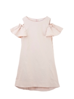 フリルオープンショルダーフレアワンピース/ネイビー