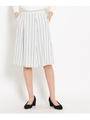 〔洗える〕ミックスストライプ膝丈パンツ/ホワイト系(102)