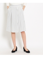 〔洗える〕ミックスストライプ膝丈パンツ/ホワイト系(102)