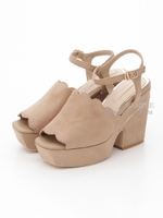 【R&E】スカラップワンヒール厚底サンダル/ベージュスエード