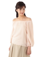 オフショルダーボリュームスリーブブラウス/ベージュピンク(090)