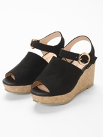 ♭コルクウェッジサンダル/ブラック柄