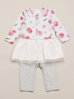 ピーチフラワープリント チュニックオール/ピンク