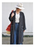 ベルト付きロングカーディガン/ブルー系(195)