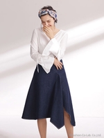 Lee×安西こずえ/別注アシンメトリーフレアスカート/インディゴ