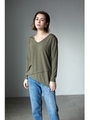 【AZUL by moussy】コットン天竺フロントクロスプルオーバー/KHA